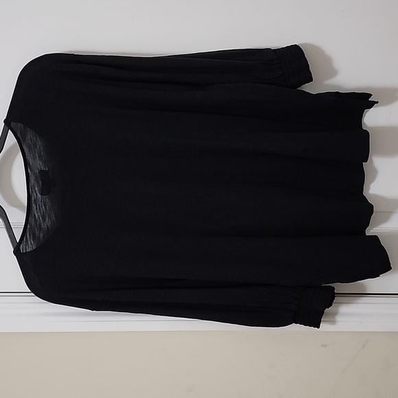 KNOX ROSE Black 3/4 Sleeve Top with Pleating Size Large - Picture 3 of 12